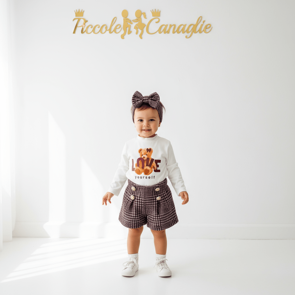 Completo Orsetta Quadro bordo - Piccole Canaglie - PC23063