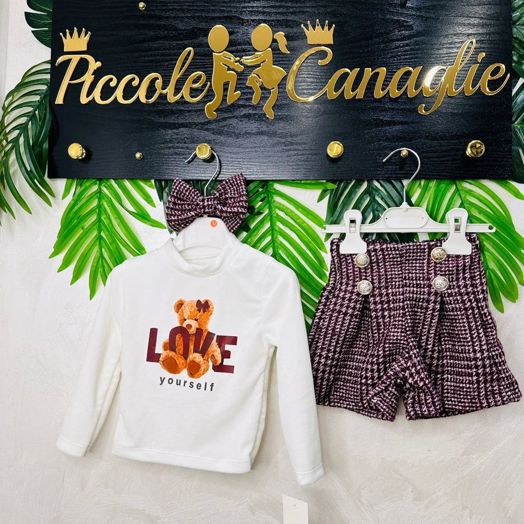 Completo Orsetta Quadro bordo - Piccole Canaglie - PC23063