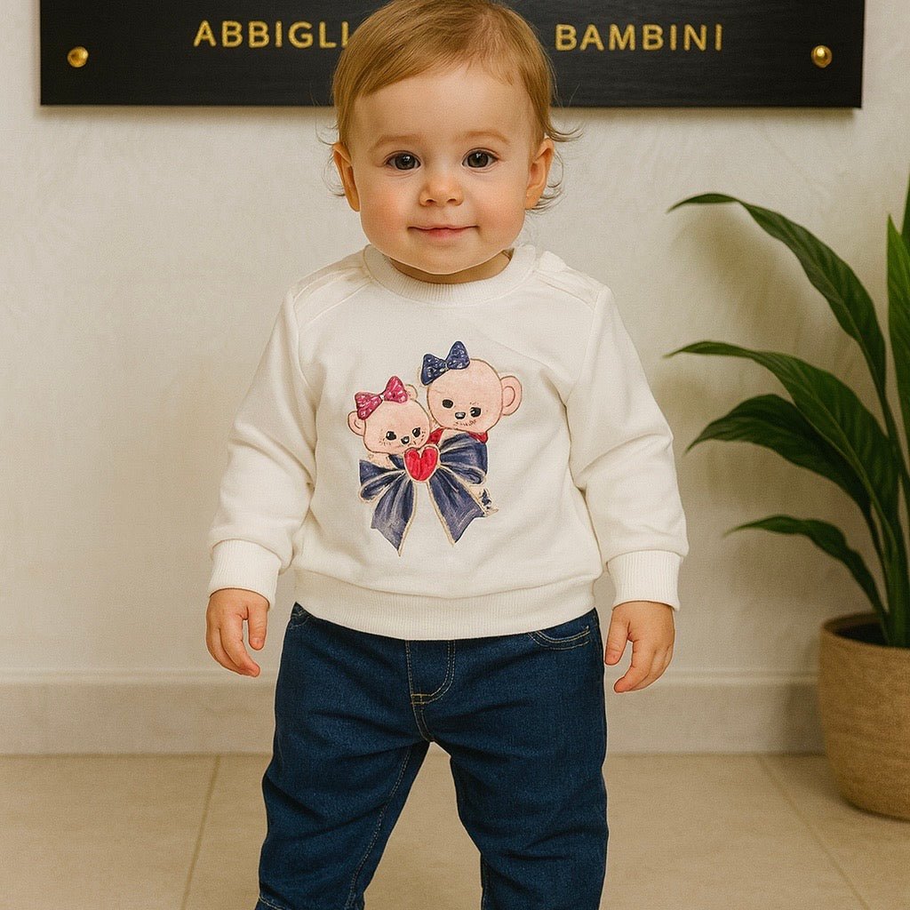 Completo orsetti fiocco bianco - Piccole Canaglie - PC22006