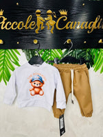 Completo Orsetto cotone bianco - Piccole Canaglie - PC26154