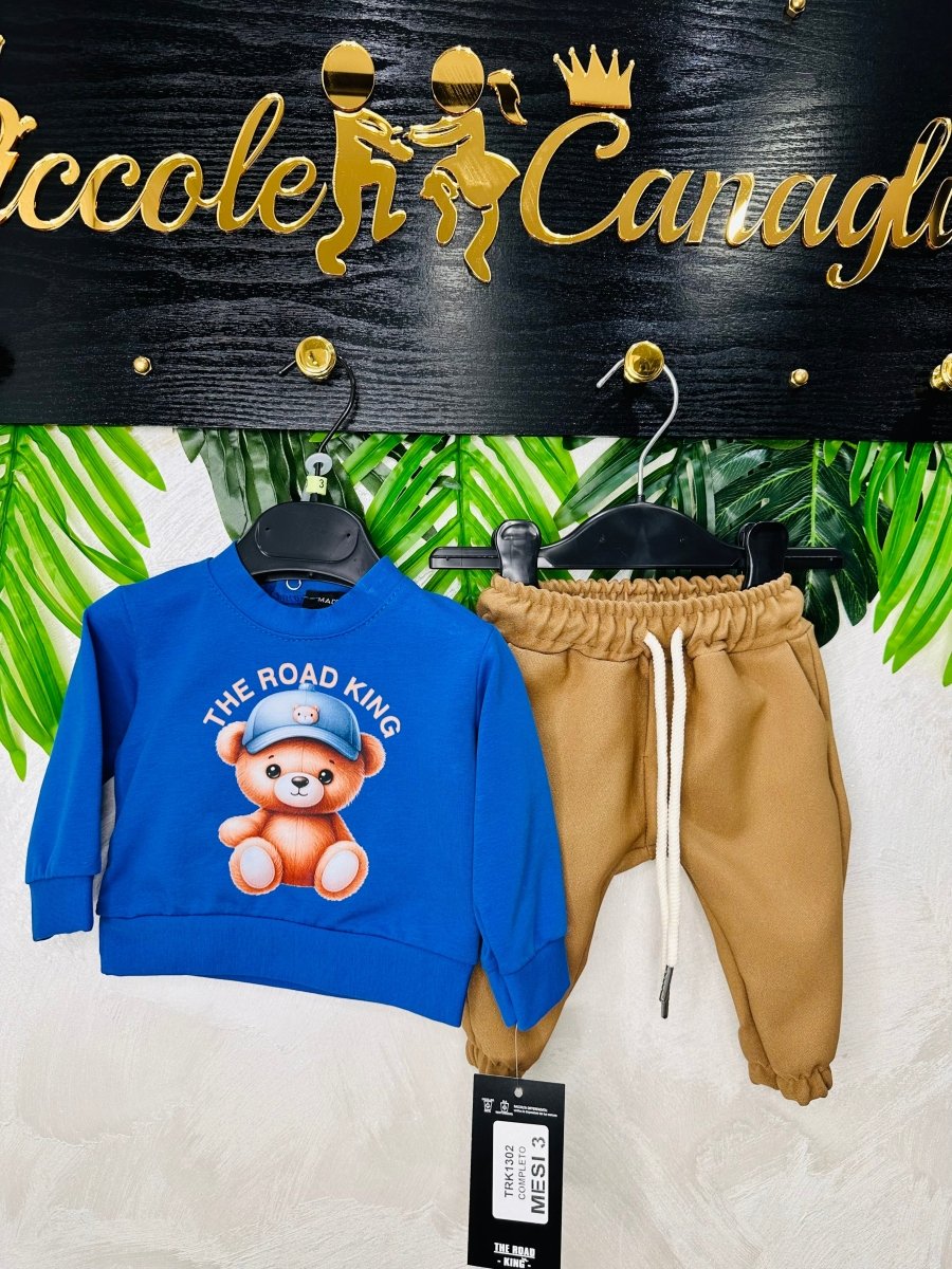 Completo Orsetto cotone blu - Piccole Canaglie - PC26158