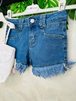 Completo Pantaloncini Sfilacciato Bianco - Piccole Canaglie - PC29357