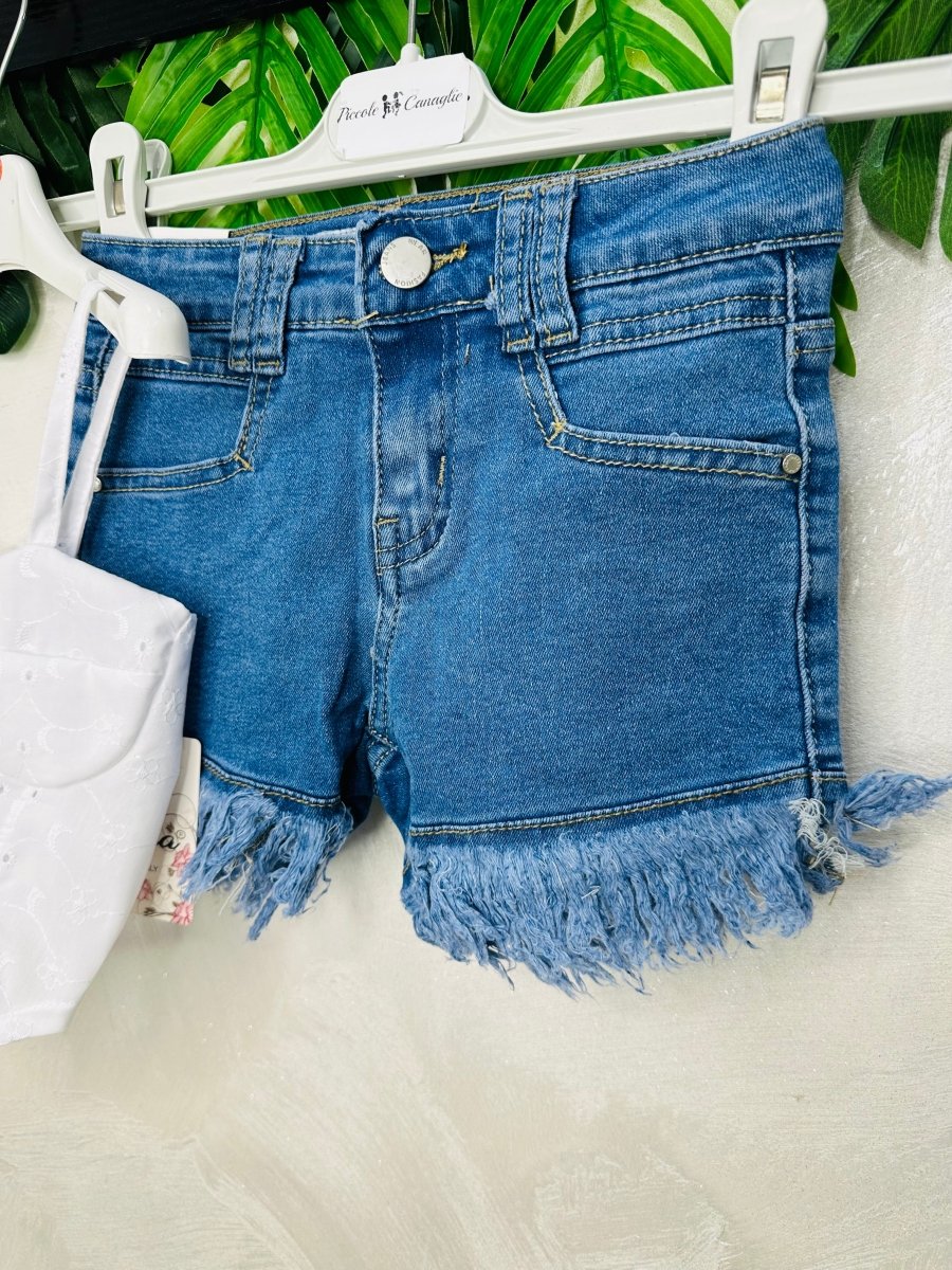 Completo Pantaloncini Sfilacciato Bianco - Piccole Canaglie - PC29357