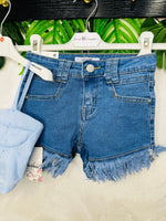 Completo Pantaloncini Sfilacciato Celeste - Piccole Canaglie - PC29351