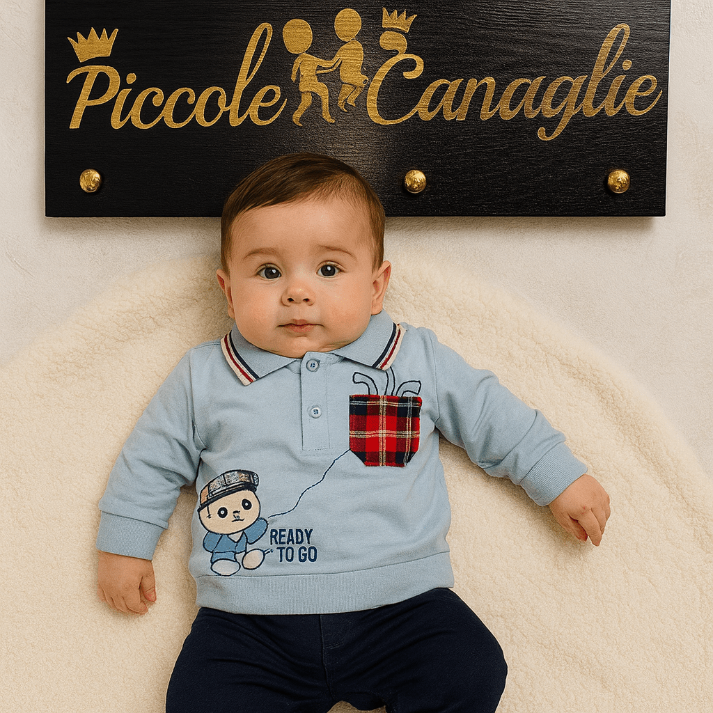 Completo Polo Bimbo celeste - Piccole Canaglie - PC22014
