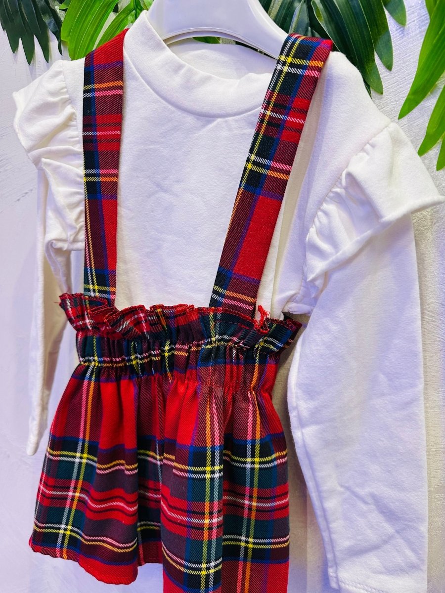 Completo salopetta bimba scozzese - Piccole Canaglie - 