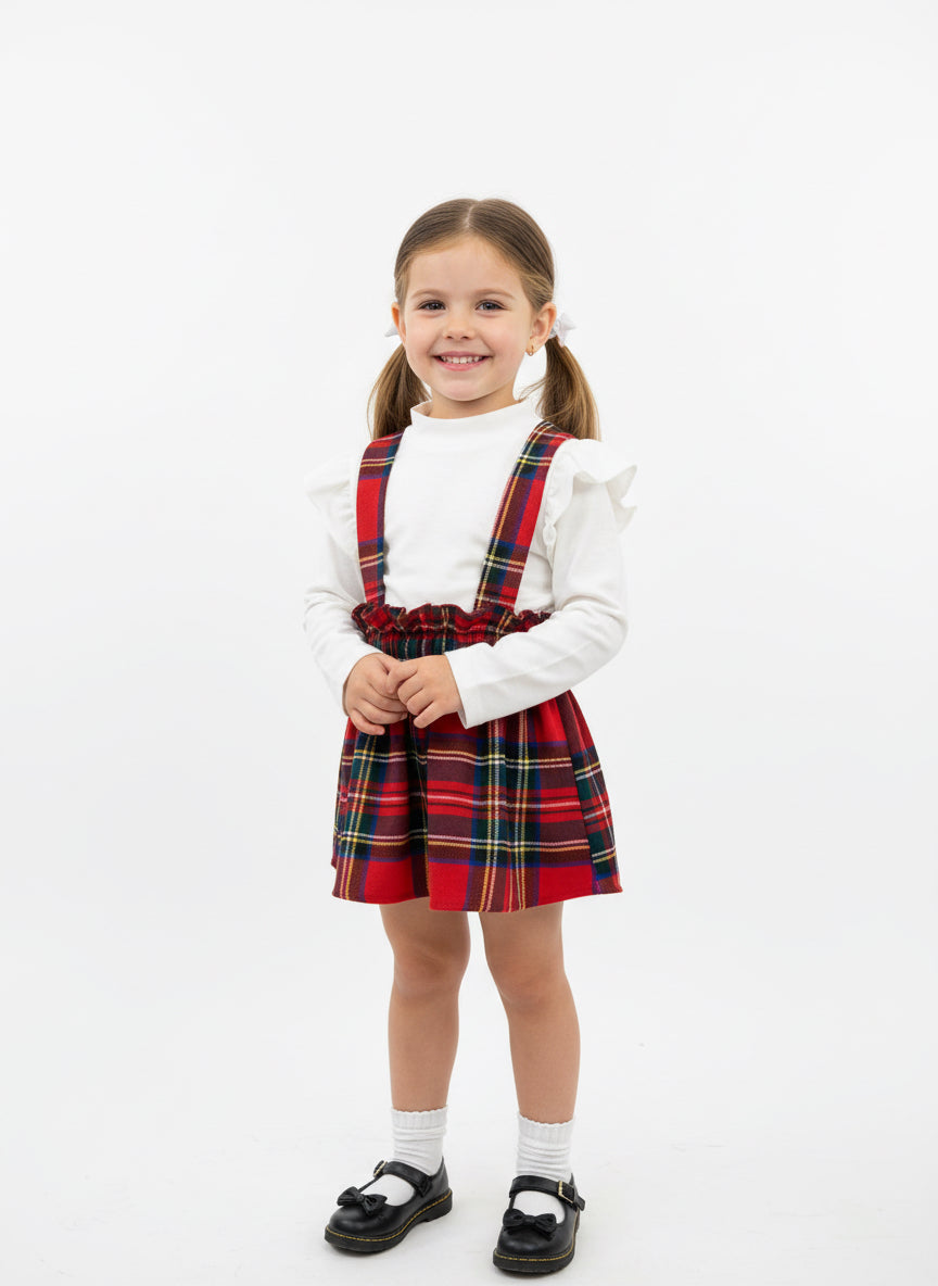 Completo salopetta bimba scozzese - Piccole Canaglie - 