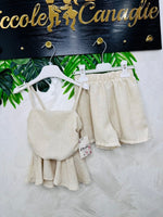 Completo siluette lino beige - Piccole Canaglie - PC29852