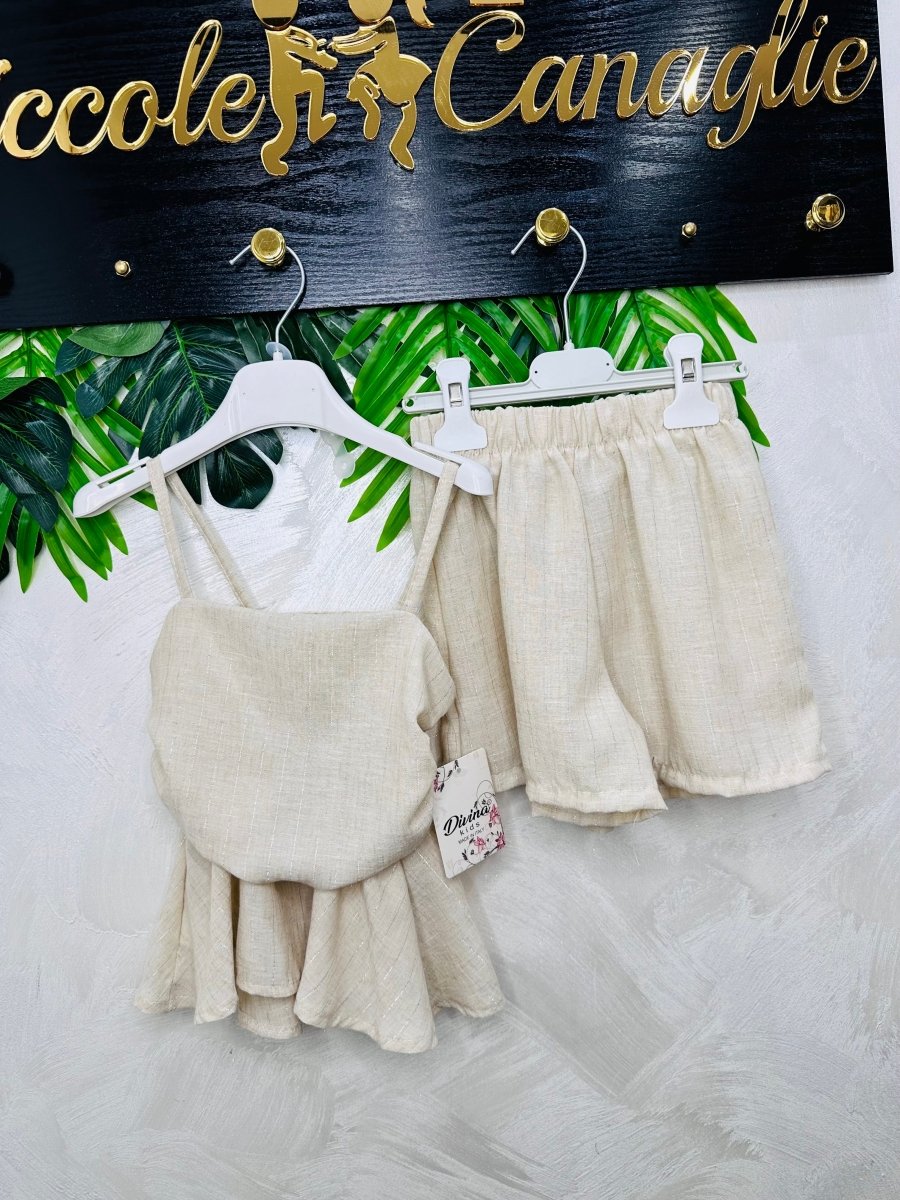 Completo siluette lino beige - Piccole Canaglie - PC29852
