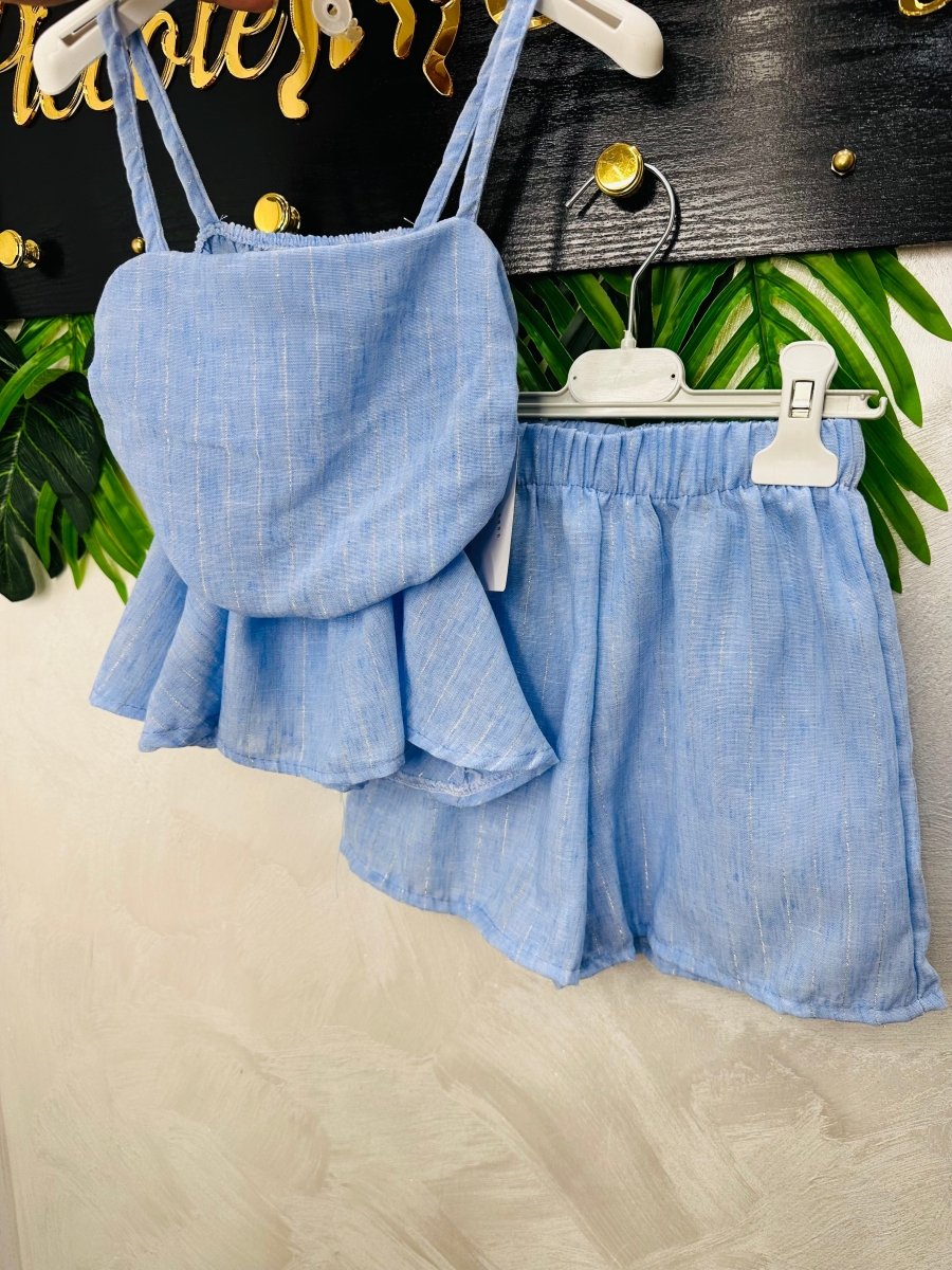 Completo siluette lino celeste - Piccole Canaglie - PC29858