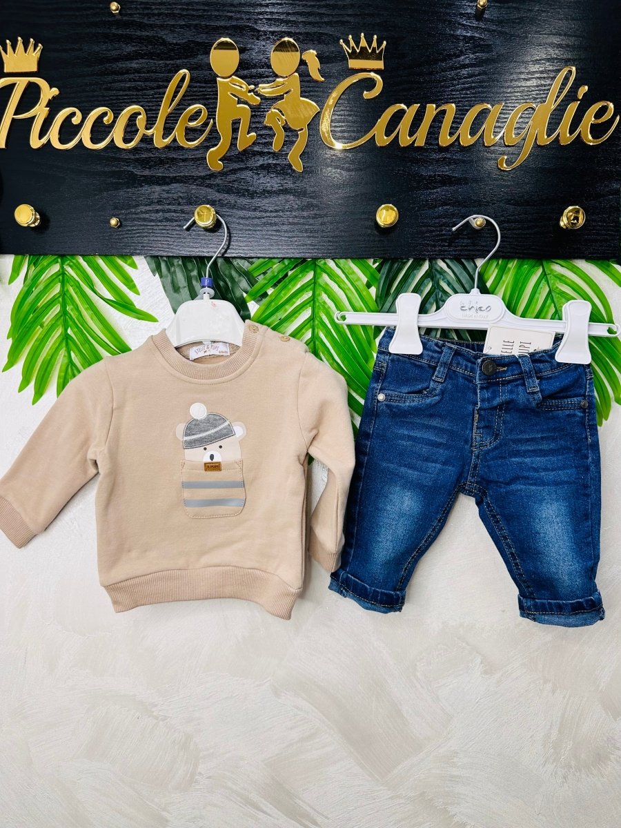 Completo Stelle e Pupi Beige - Piccole Canaglie - PC23235