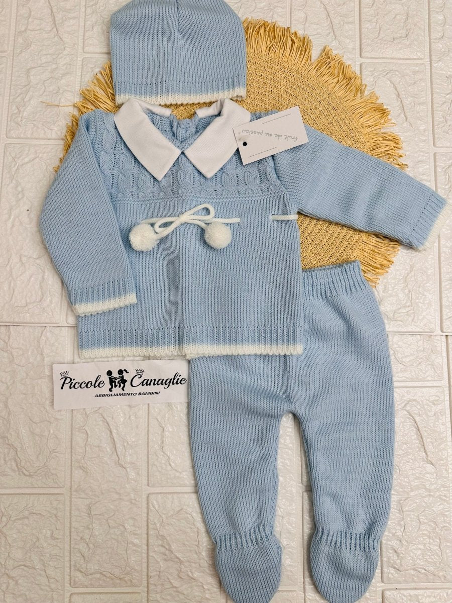 Completo taglia 0 - 3 misto filo celeste 1696 - Piccole Canaglie - PC24064