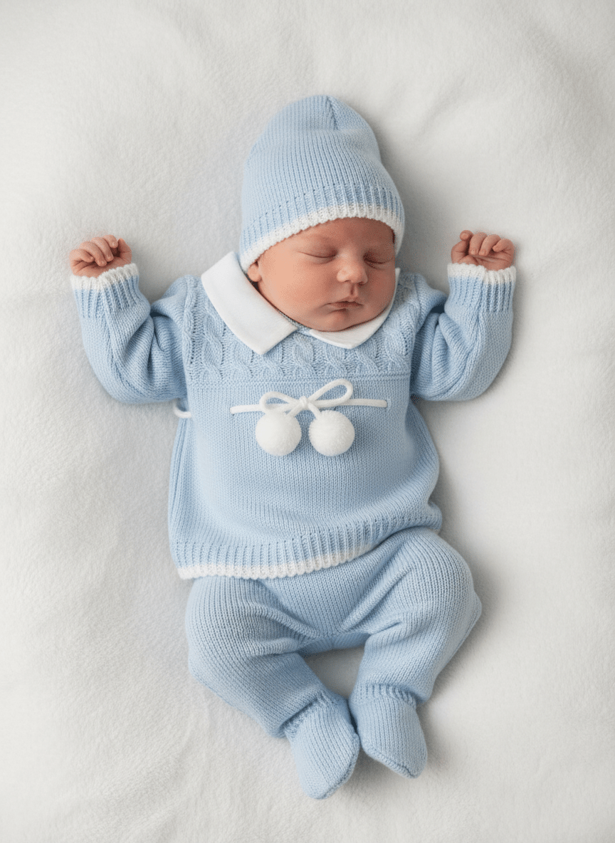 Completo taglia 0 - 3 misto filo celeste 1696 - Piccole Canaglie - PC24064