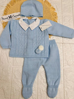 Completo taglia 0 - 3 misto filo celeste 1700 - Piccole Canaglie - PC24063