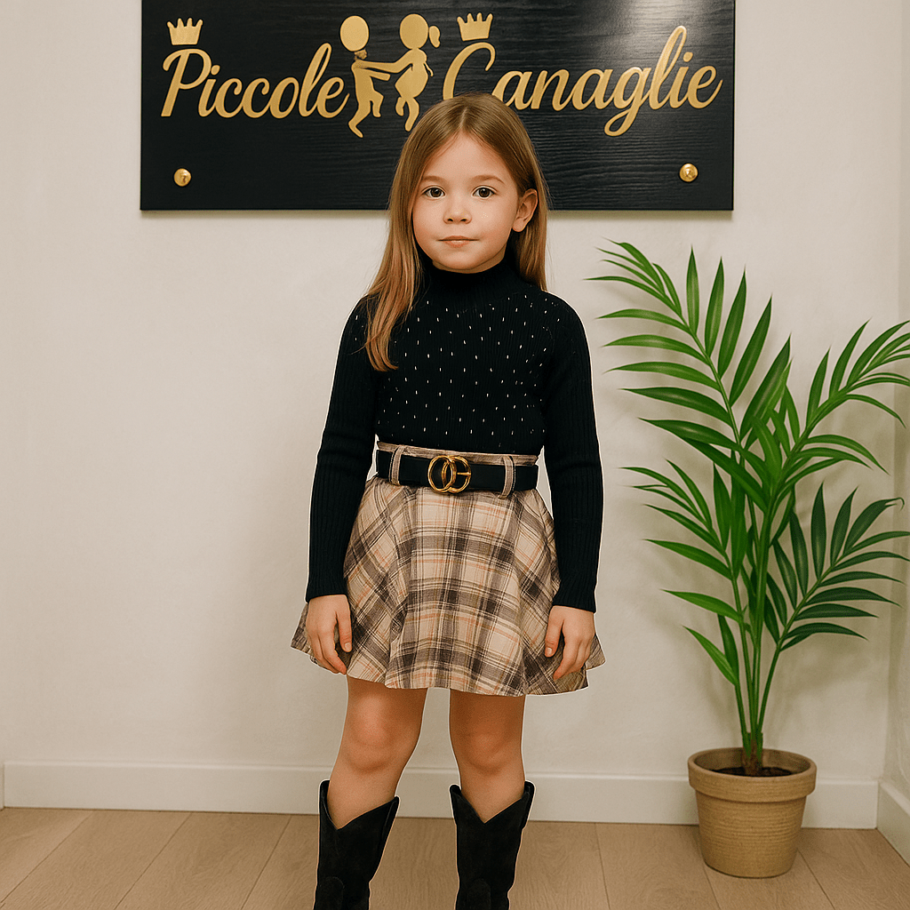 Completo Tartan Begie - Piccole Canaglie - PC22126
