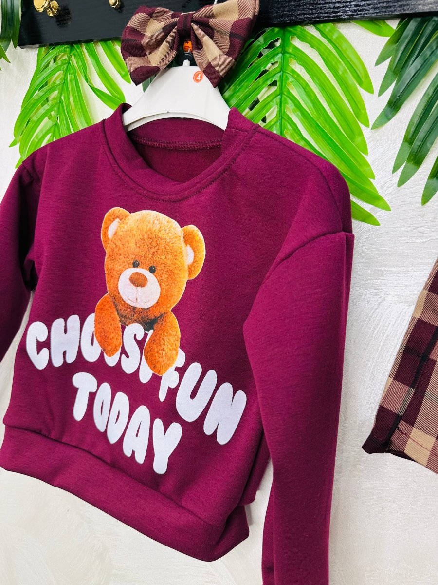 Completo Teddy Check Bordo’ - Piccole Canaglie - PC23573