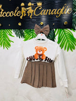 Completo Teddy check felpa bianca - Piccole Canaglie - PC23881