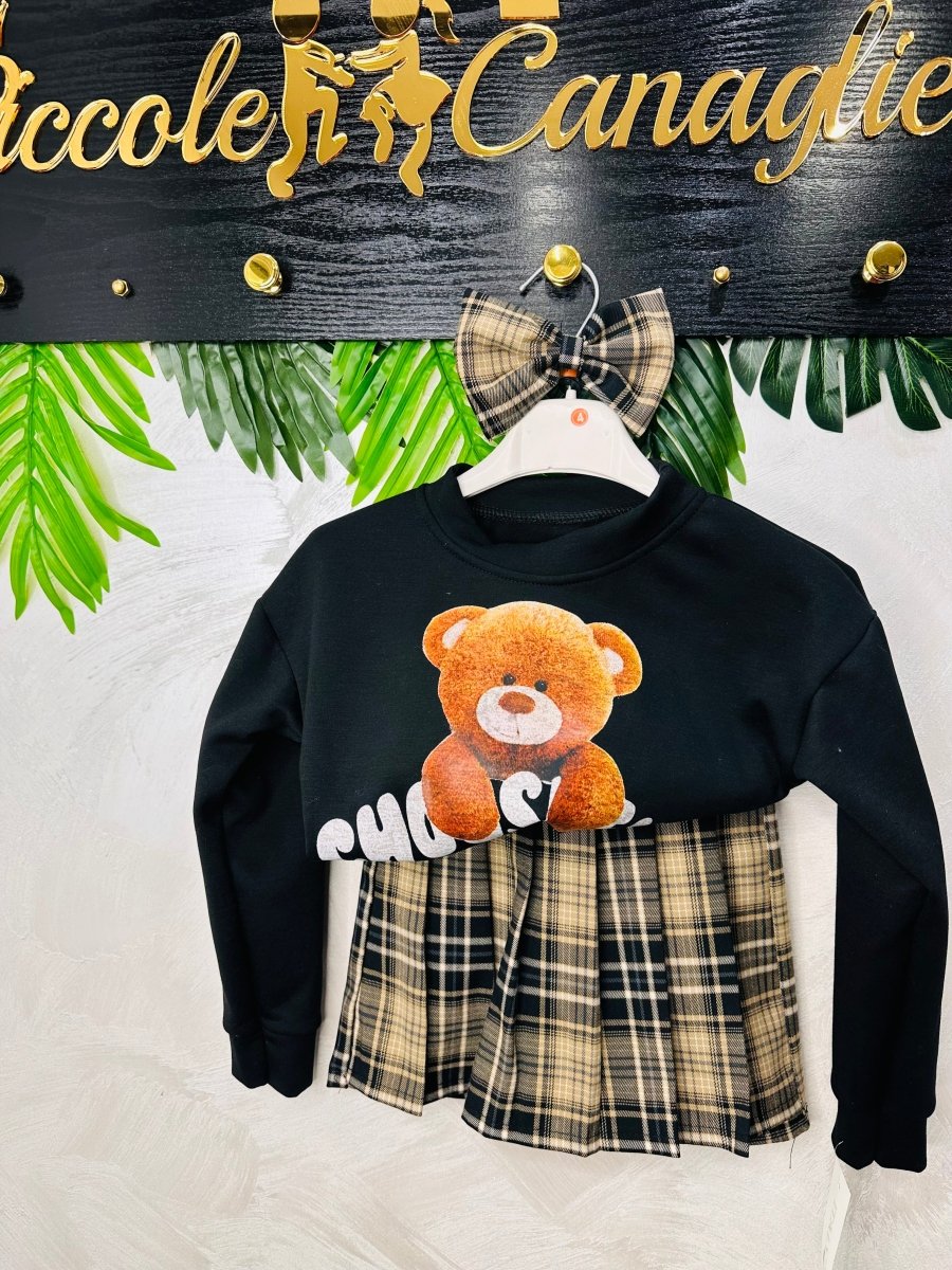 Completo Teddy Nero Felpato - Piccole Canaglie - PC24292