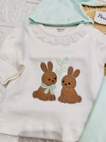 Completo Tutina Con Accessori Cotone Coniglietti Acquamarina - Piccole Canaglie - PC29148