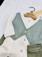Completo Tutina Con Accessori Cotone Gilet Verde - Piccole Canaglie - PC29161