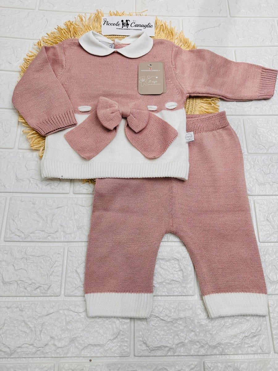 Completo Tutina Fiocco Rosa Antico Filocotone Ng2029 - Piccole Canaglie - PC25847