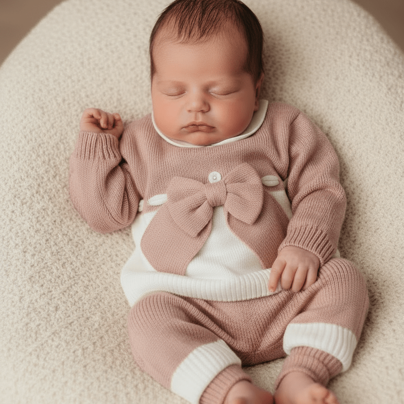 Completo Tutina Fiocco Rosa Antico Filocotone Ng2029 - Piccole Canaglie - PC25847