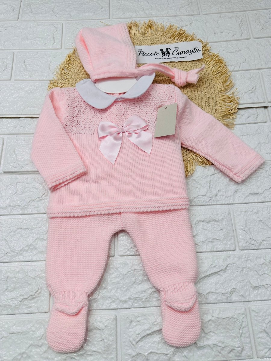 Completo Tutina Misto Lana 1500 Beige Rosa - Piccole Canaglie - PC28574