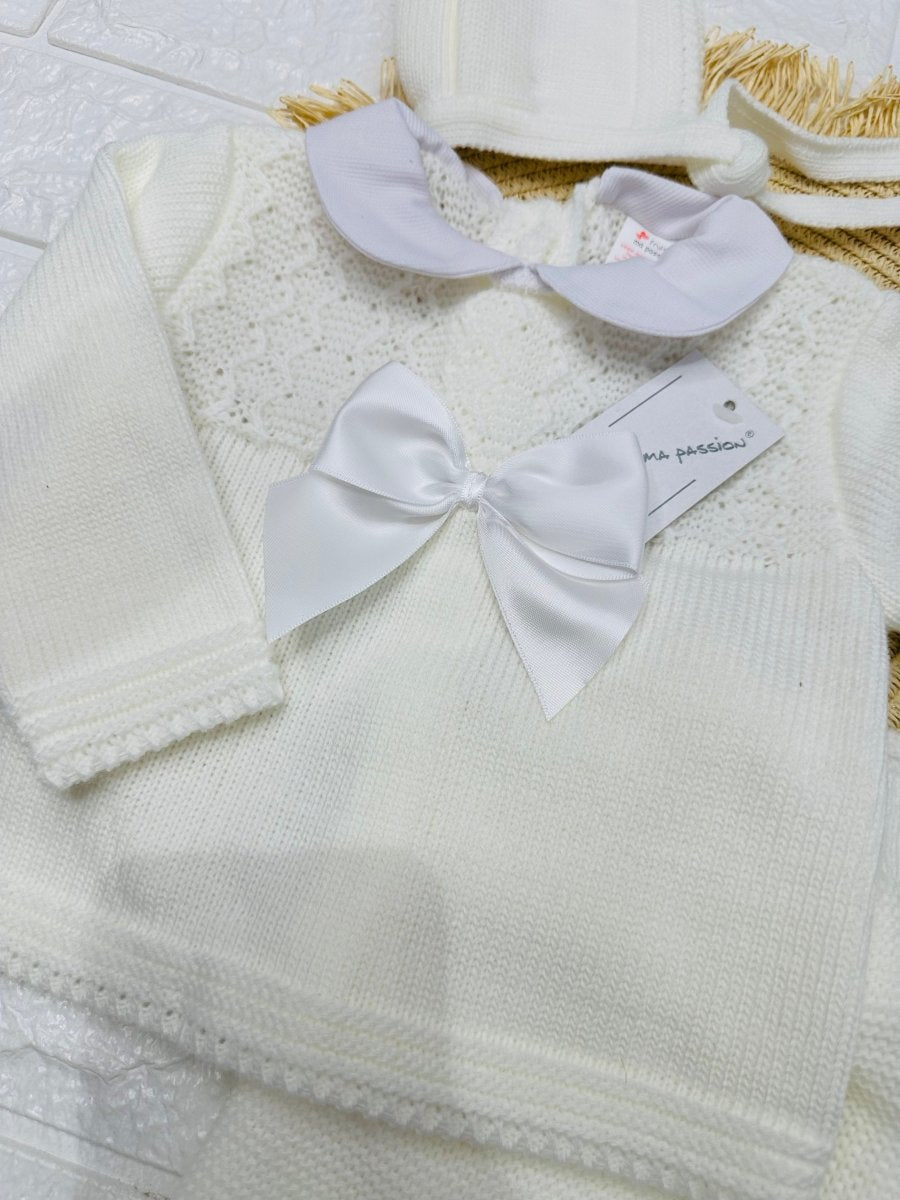 Completo Tutina Misto Lana 1500 panna fiocco - Piccole Canaglie - PC29591