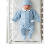 Completo Tutina Misto Lana 1700 Celeste Pon Pon - Piccole Canaglie - PC28570