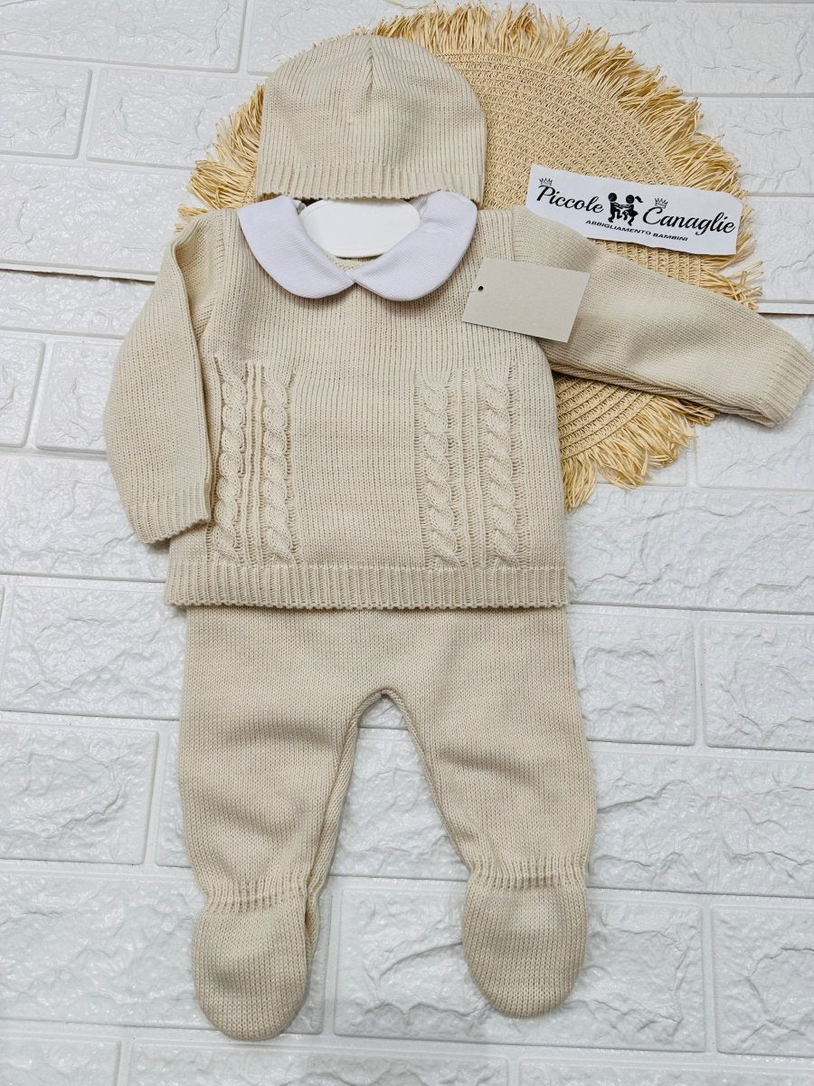 Completo Tutina Misto Lana 1717 Beige - Piccole Canaglie - PC28565