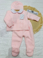 Completo Tutina Misto Lana 1717 rosa Treccine - Piccole Canaglie - PC29590