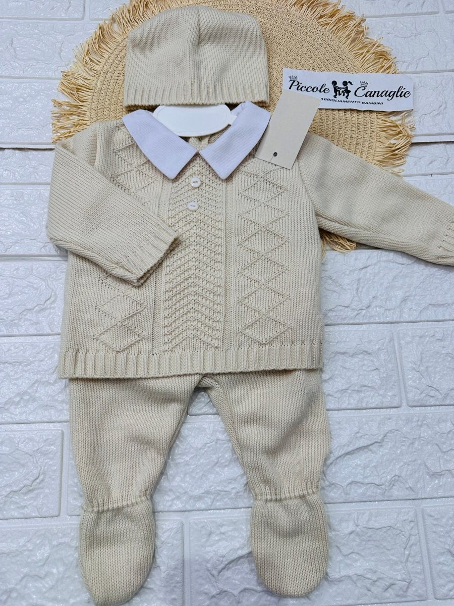 Completo Tutina Misto Lana 1720 Beige - Piccole Canaglie - PC28569