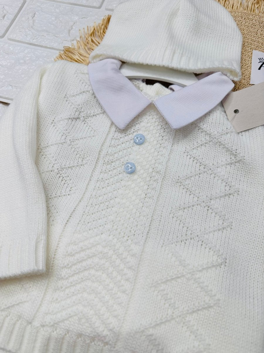 Completo Tutina Misto Lana 1720 Bianca Celeste - Piccole Canaglie - PC28567
