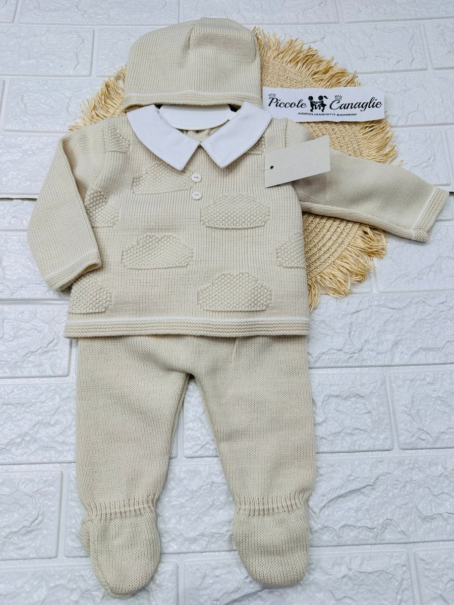 Completo Tutina Misto Lana 2075 Nuvole Beige - Piccole Canaglie - PC28571