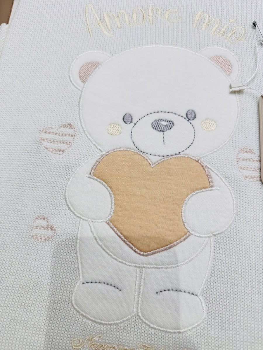 Coperta carrozzina cotone dim 75x95 orso cuore NG492 - Piccole Canaglie - PC26451