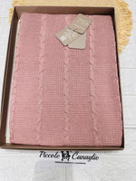 Coperta carrozzina in cotone NG491 DIS2 trecce Rosa Antico - Piccole Canaglie - PC24986