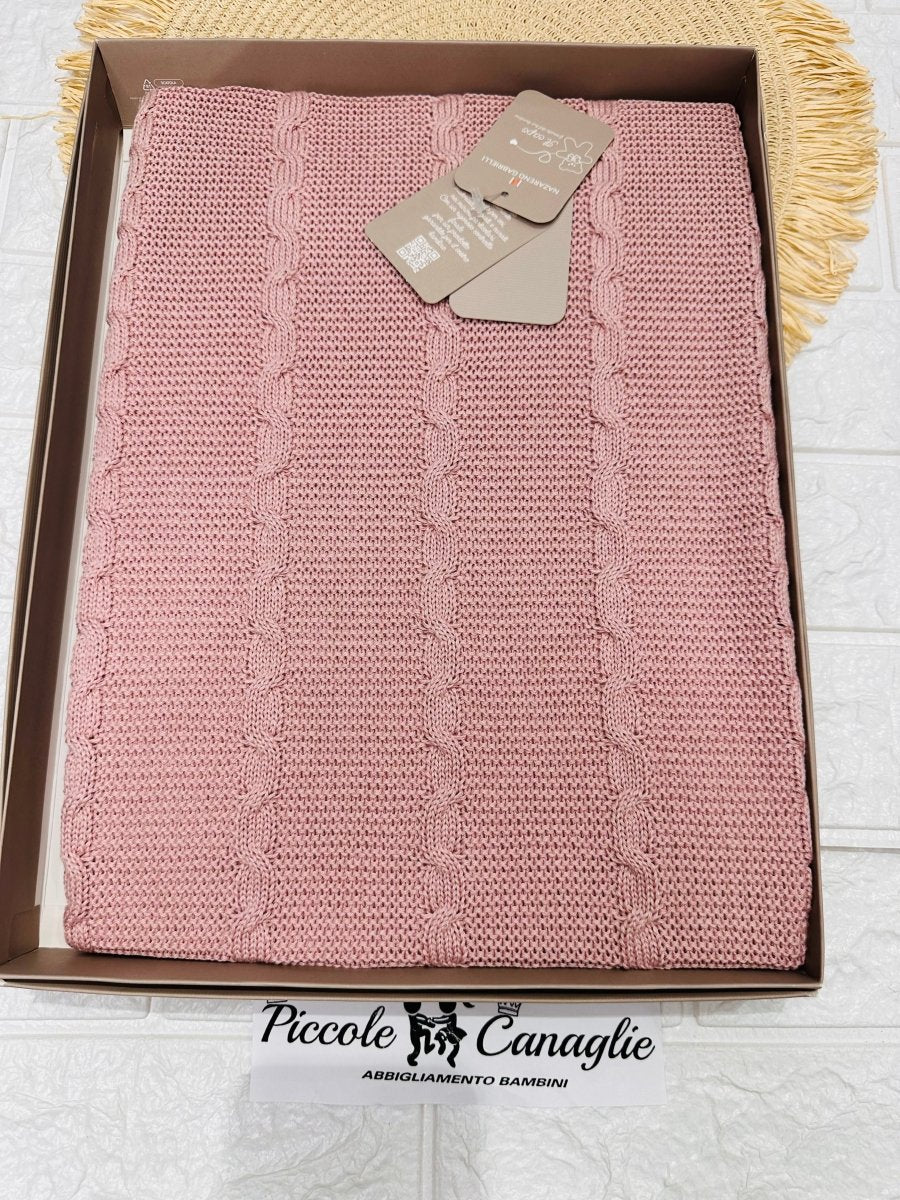 Coperta carrozzina in cotone NG491 DIS2 trecce Rosa Antico - Piccole Canaglie - PC24986