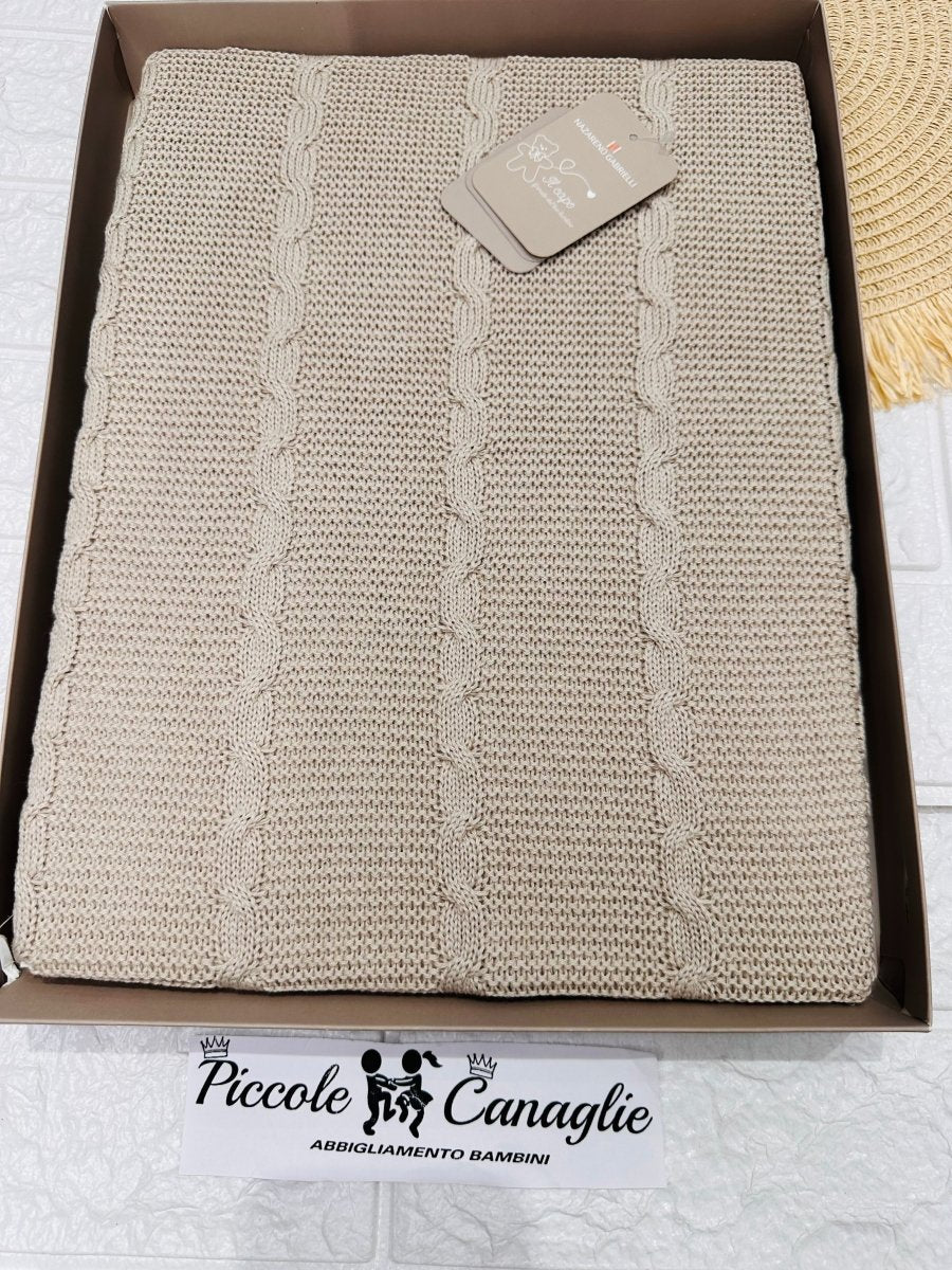 Coperta carrozzina in cotone NG491 DIS2 trecce tortora - Piccole Canaglie - PC24989