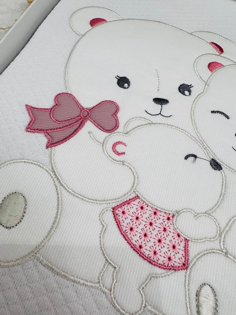 Coperta Cotone Orso Abbracci Dim 75x92 Rosa Antico Ccr009177 - Piccole Canaglie - PC28436