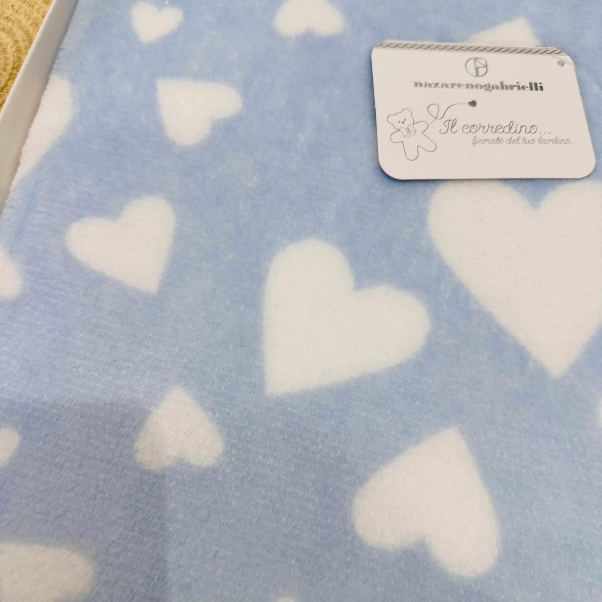 Coperta Culla pile cuore celeste dim100x104 - Piccole Canaglie - PC21937