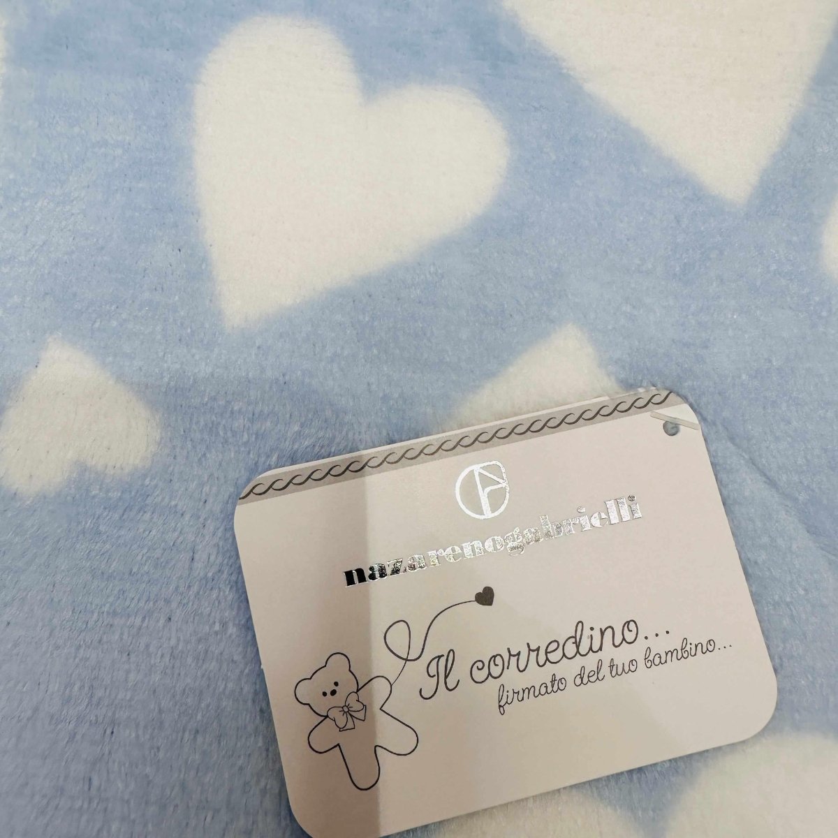 Coperta Culla pile cuore celeste dim100x104 - Piccole Canaglie - PC21937