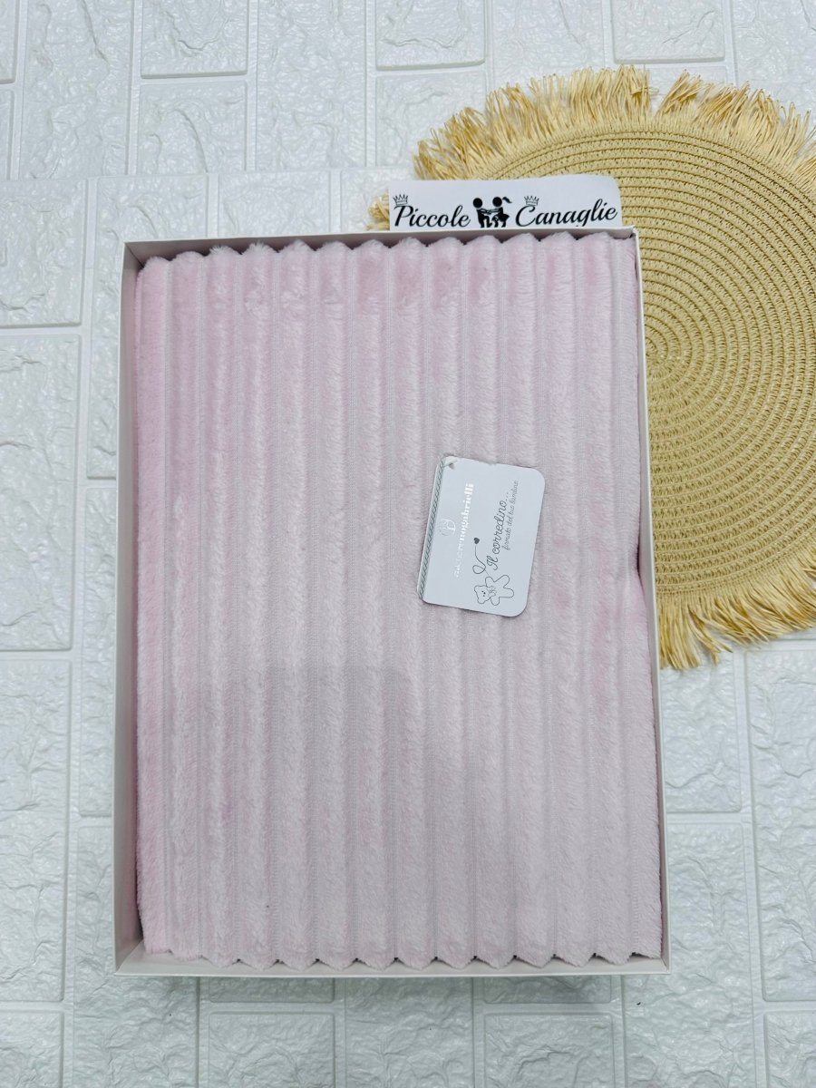 Coperta Culla pile righe rosa dim100x104 - Piccole Canaglie - PC23289