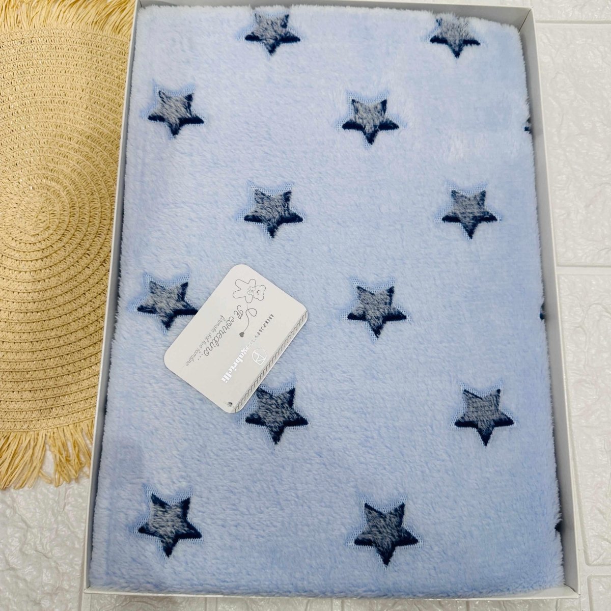 Coperta culla Pile Stelle celeste dim100x104 - Piccole Canaglie - PC21928