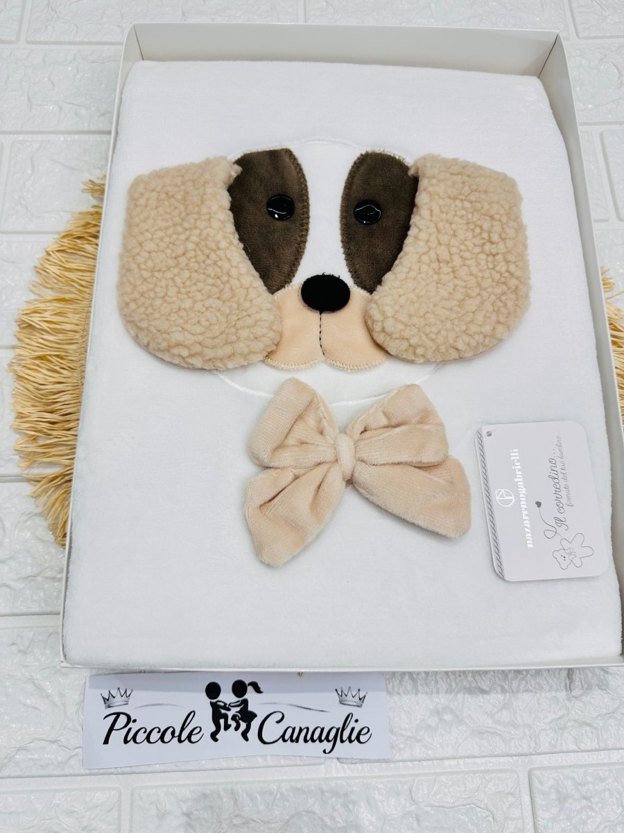 Coperta in Pile Cagnolino Simpatico bianca NG443 Dis 1 dog dim 75x100 - Piccole Canaglie - PC29980