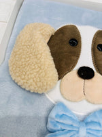 Coperta in Pile Cagnolino Simpatico celeste NG443 Dis 1 dog dim 75x100 - Piccole Canaglie - PC29981