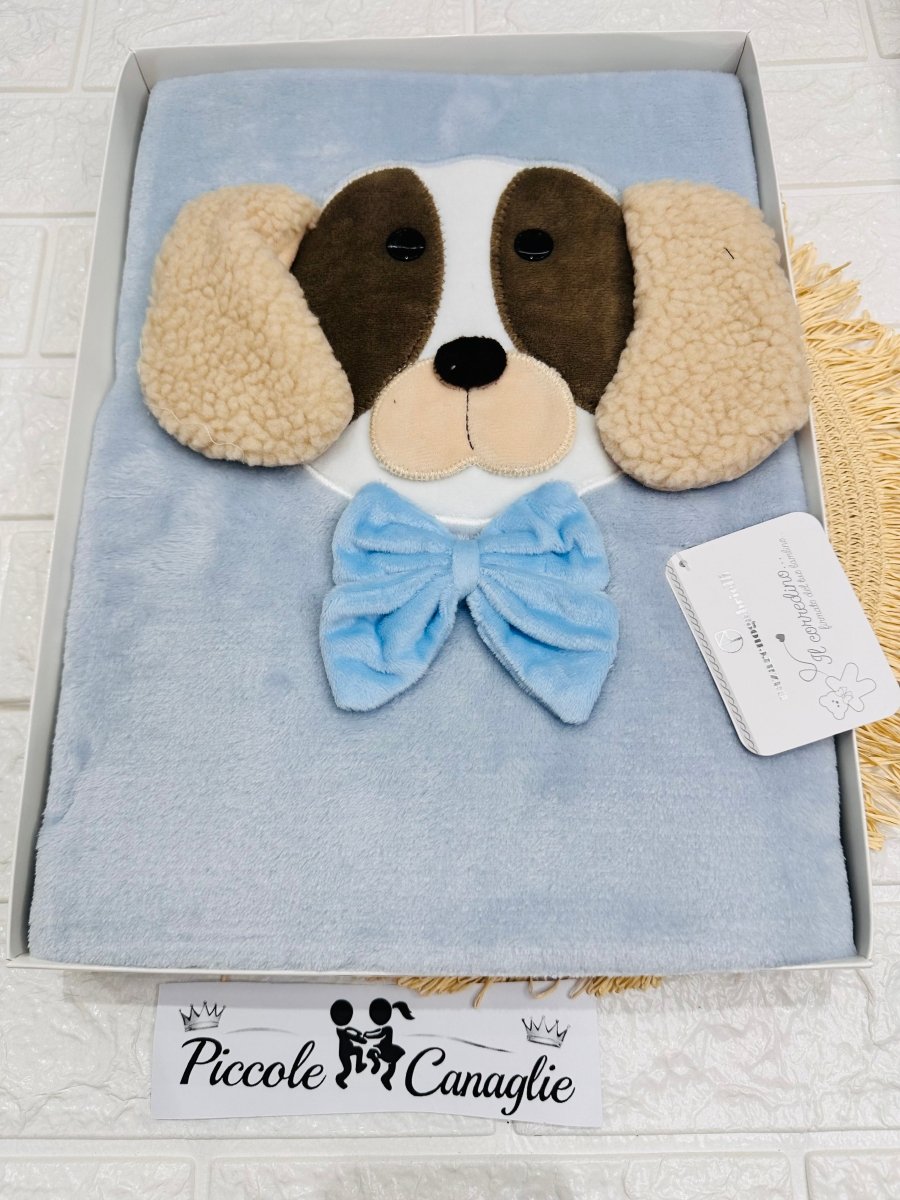 Coperta in Pile Cagnolino Simpatico celeste NG443 Dis 1 dog dim 75x100 - Piccole Canaglie - PC29981