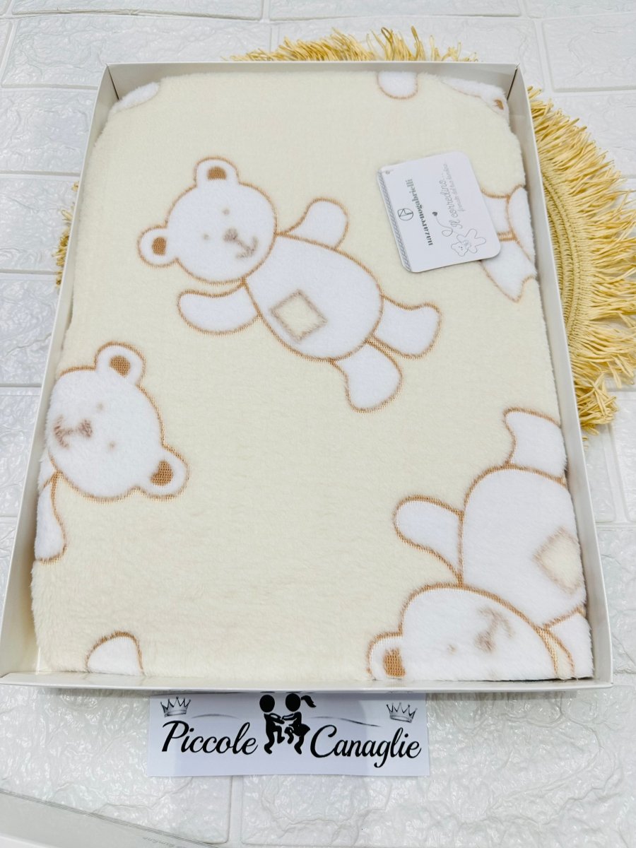 Coperta In Pile orsetto beige dim 75x90 NG447dis1 - Piccole Canaglie - PC29569