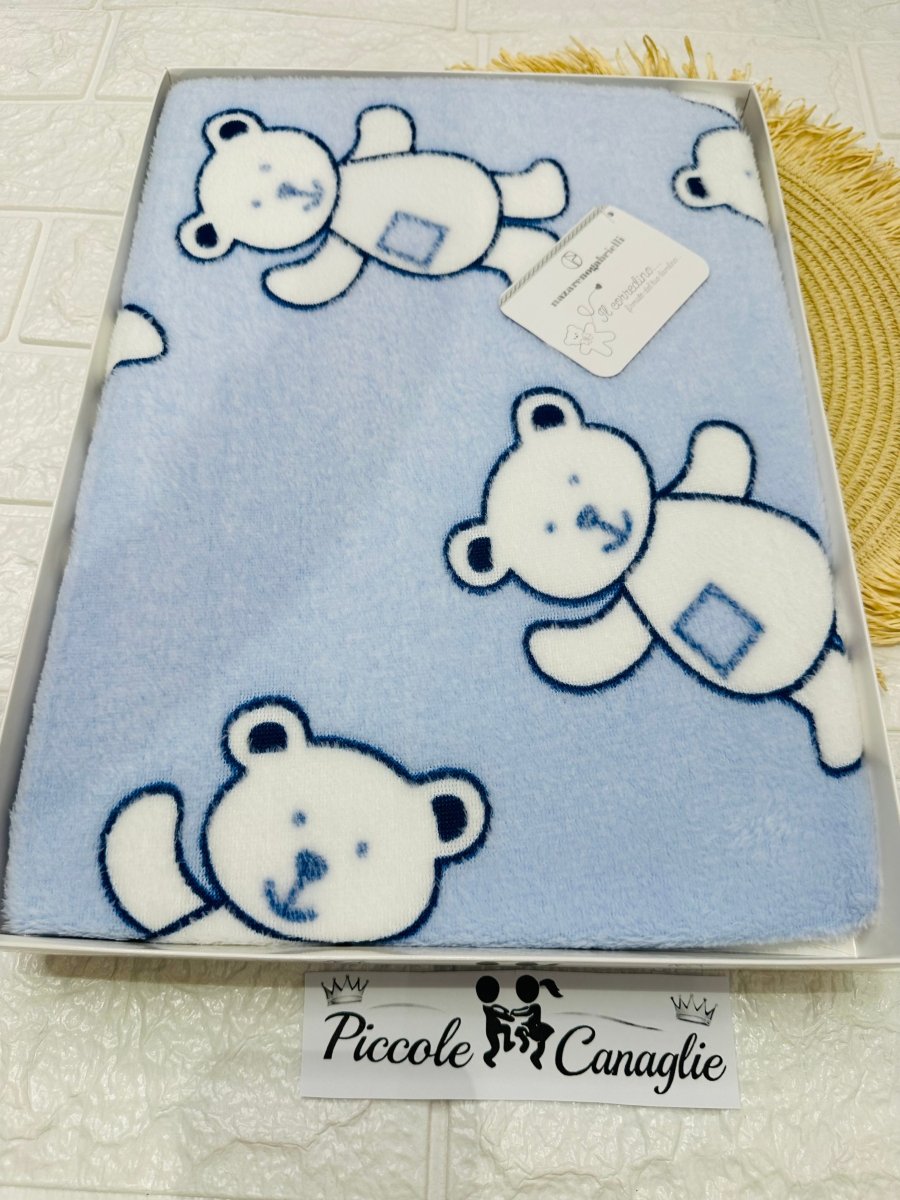 Coperta In Pile orsetto celeste dim 75x90 NG447dis1 - Piccole Canaglie - PC29570