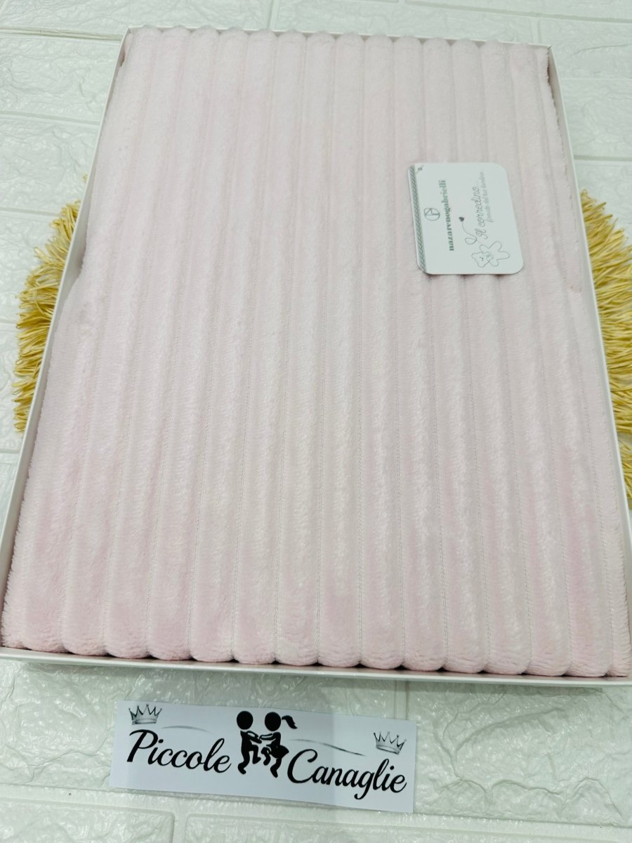Coperta in pile rosa righe Nazareno Gabrielli NG441 dim 75x100 - Piccole Canaglie - PC29575