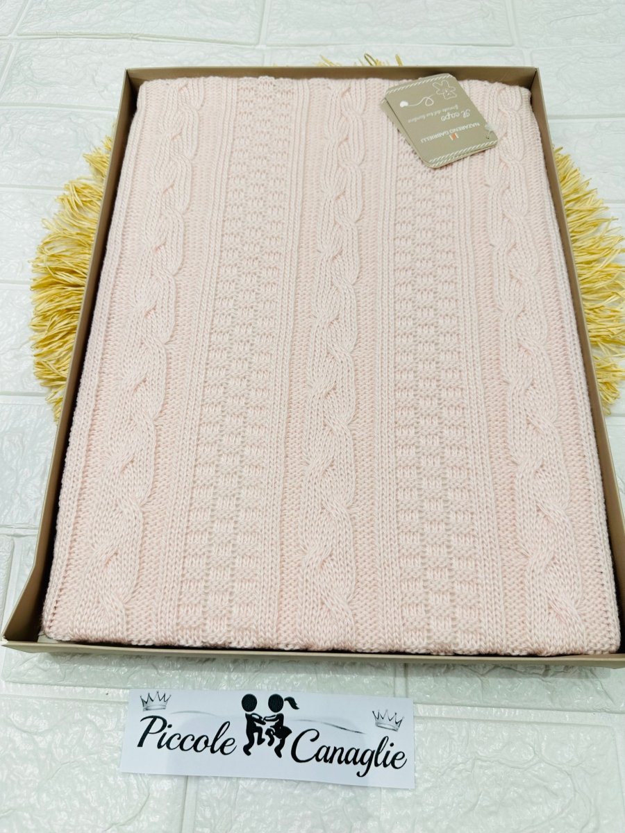 Coperta invernale treccia rosa Nazareno Gabrielli NG471 Dis2 dim 75x95 - Piccole Canaglie - PC29573